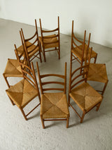 Set of Six Stained Beech Billar Dining Chairs