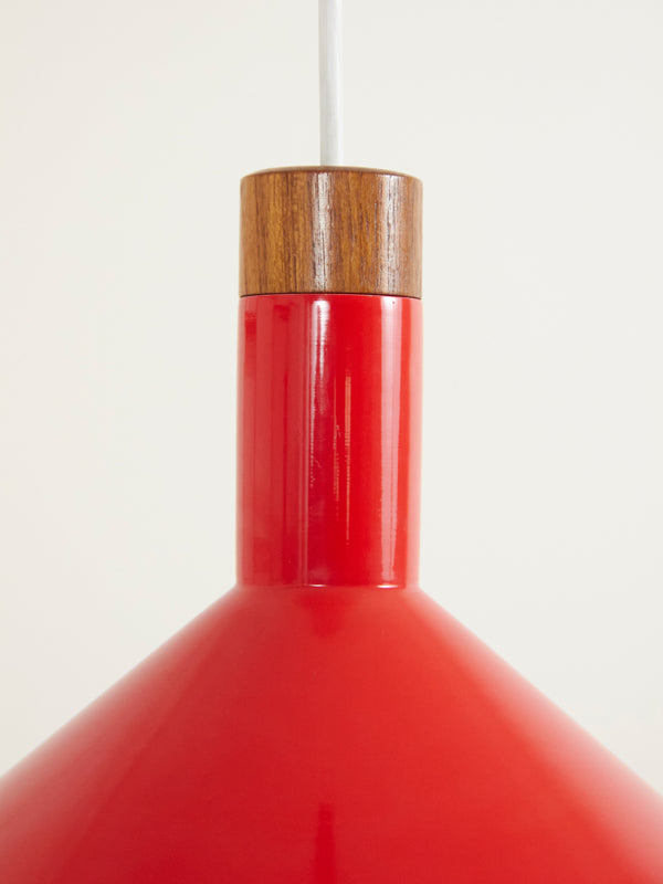 Red Conical Ceiling Lamp