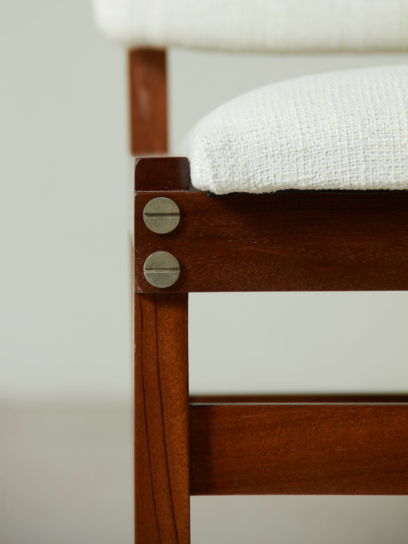 Set of Four Upholstered Iroko Chairs