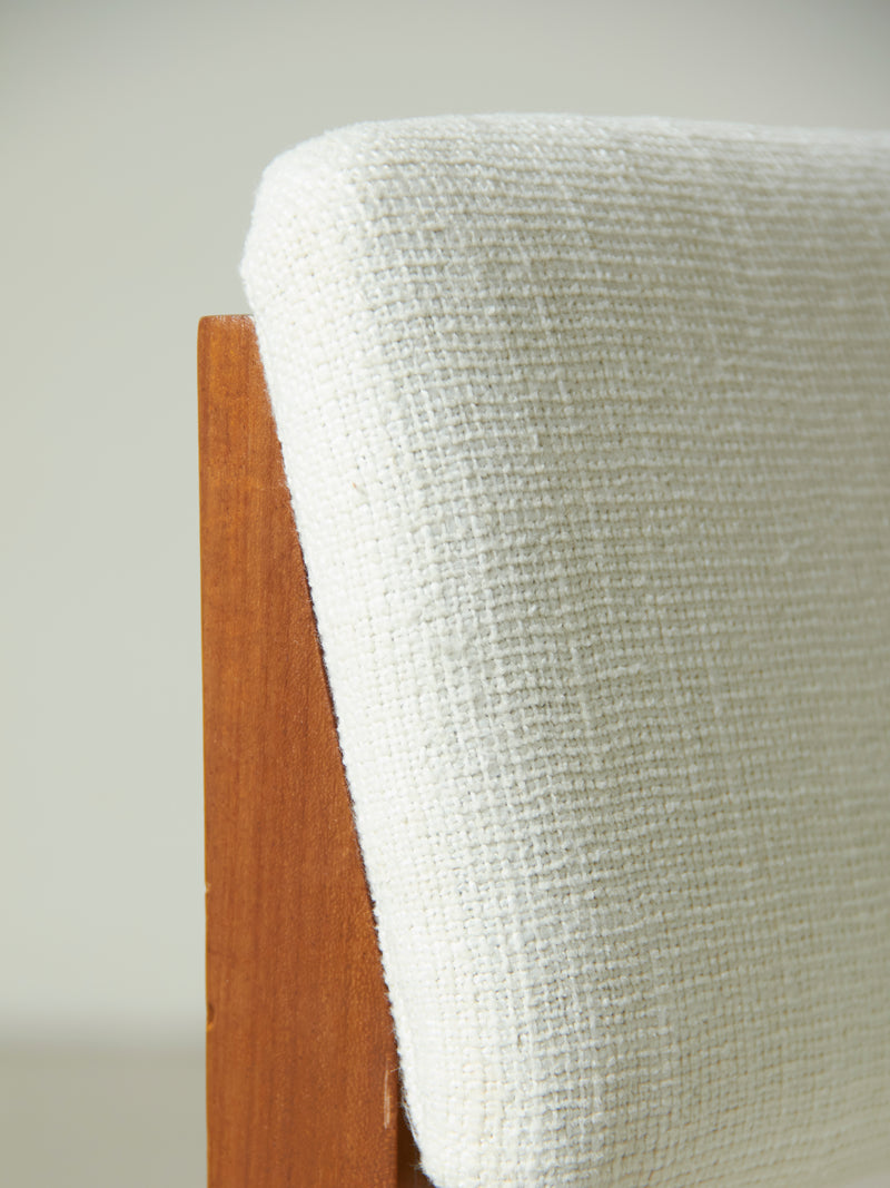 Set of Four Upholstered Iroko Chairs