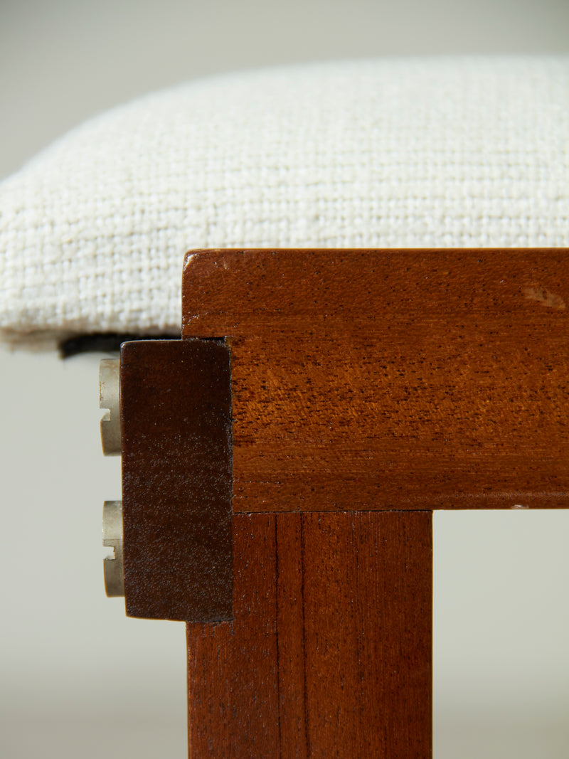 Set of Four Upholstered Iroko Chairs