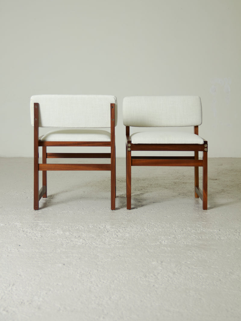 Set of Four Upholstered Iroko Chairs