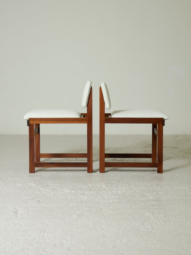 Set of Four Upholstered Iroko Chairs