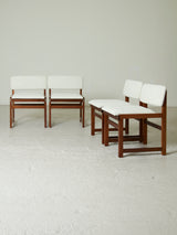 Set of Four Upholstered Iroko Chairs