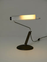 Cast iron and opal glass table lamp