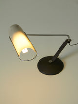 Cast iron and opal glass table lamp