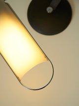 Cast iron and opal glass table lamp