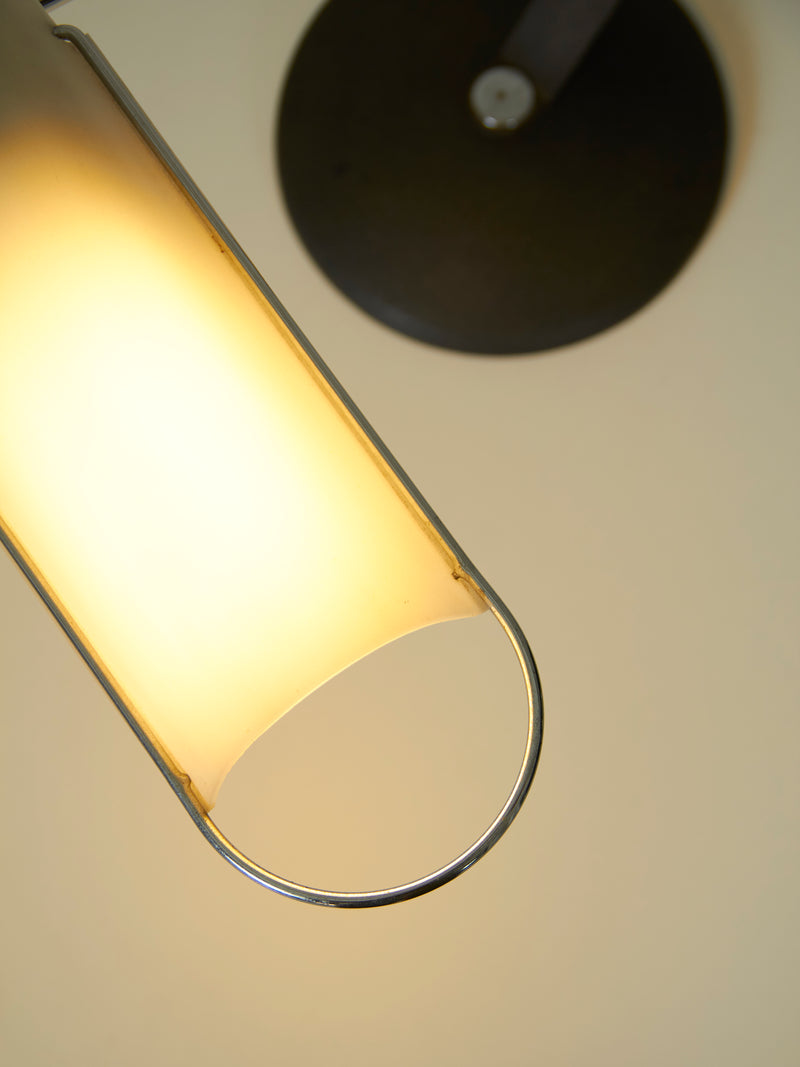 Cast iron and opal glass table lamp