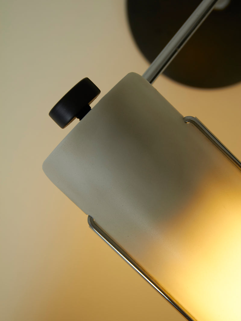 Cast iron and opal glass table lamp