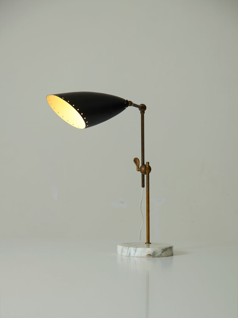 Marble, Brass, and Lacquered Metal Table Lamp