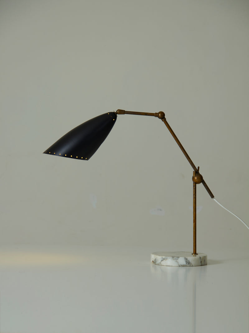 Marble, Brass, and Lacquered Metal Table Lamp