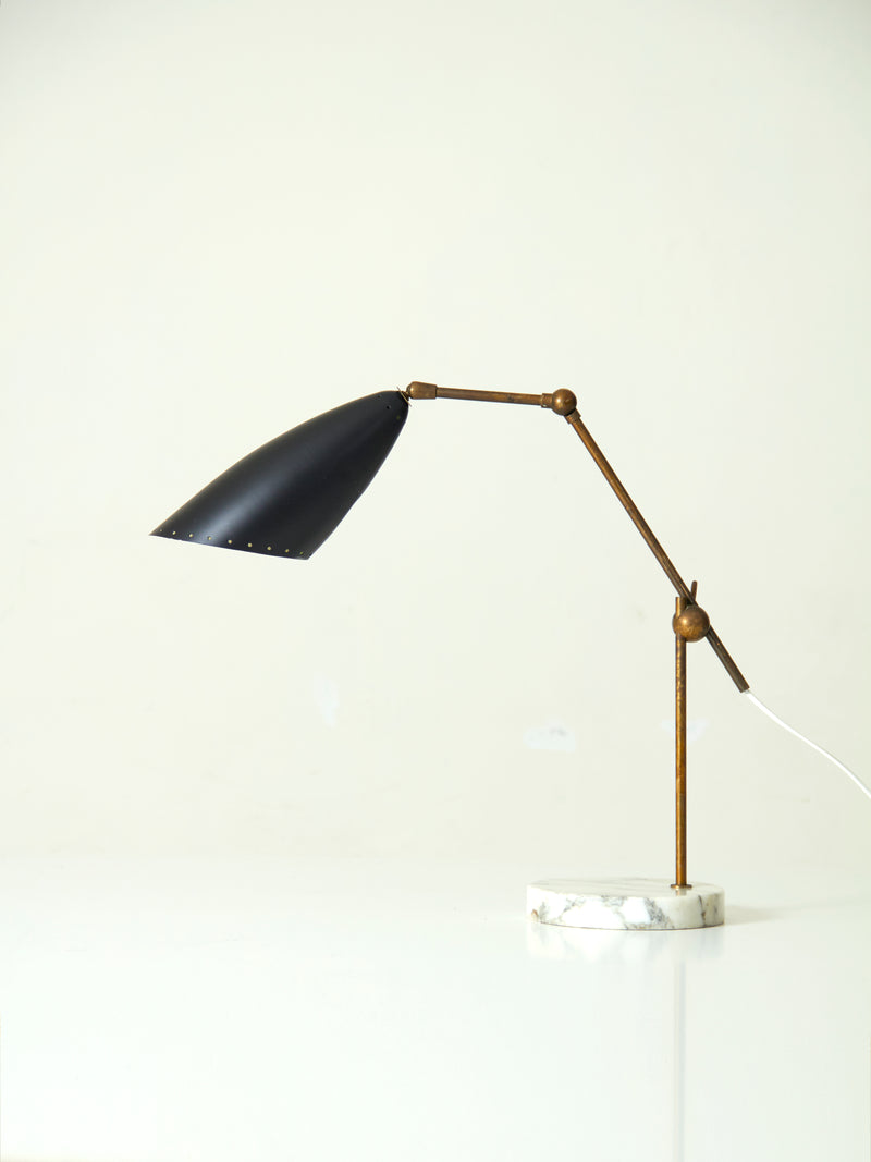 Marble, Brass, and Lacquered Metal Table Lamp