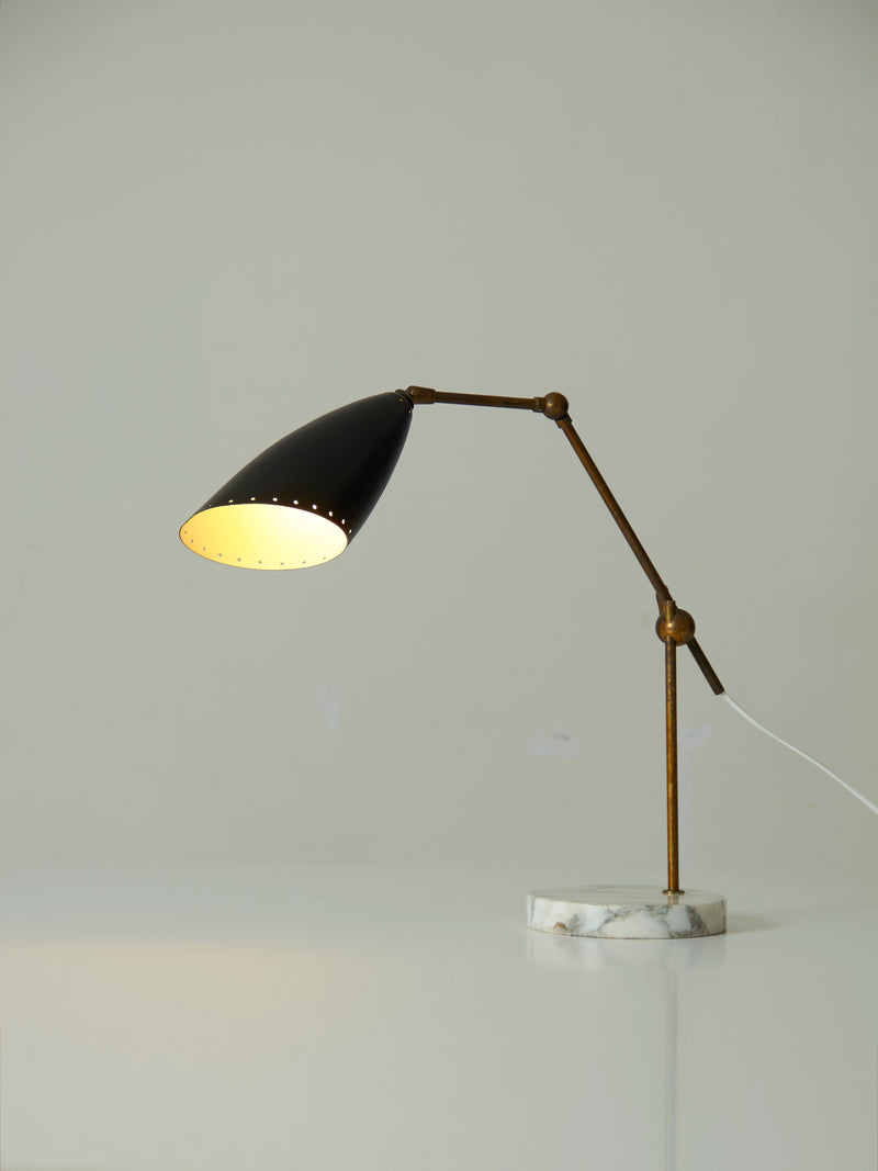 Marble, Brass, and Lacquered Metal Table Lamp