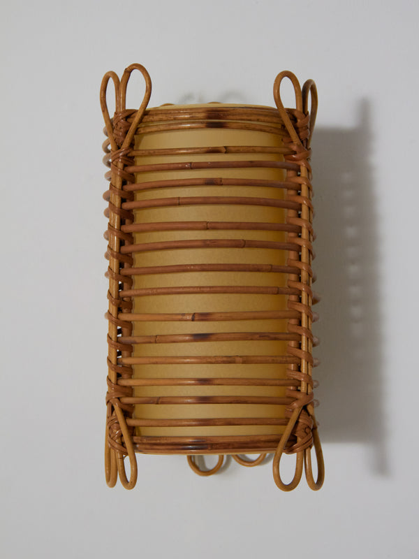 Rolled Manila Cane Wall Light or Table Lamp