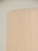 Lámpara de sobremesa de tres pies de hierro y algodón