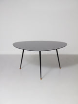 Iron and Black Glass Coffee Table