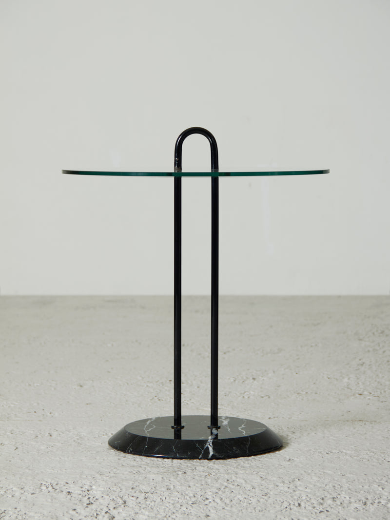 Glass, Iron and Marble Side Table