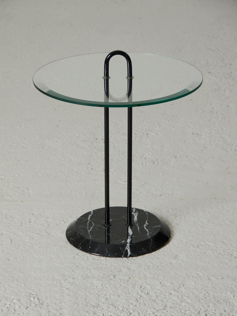 Glass, Iron and Marble Side Table