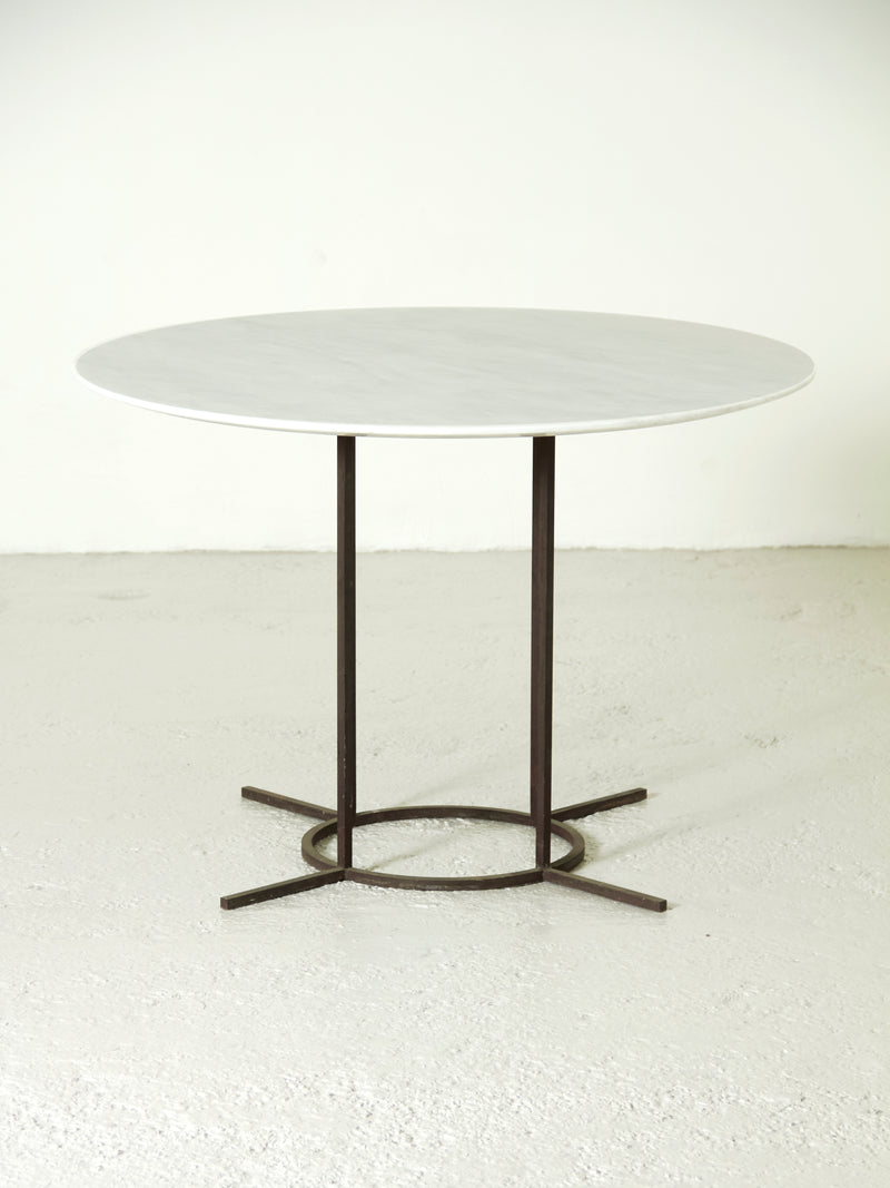 Round Marble and Iron Dining Table
