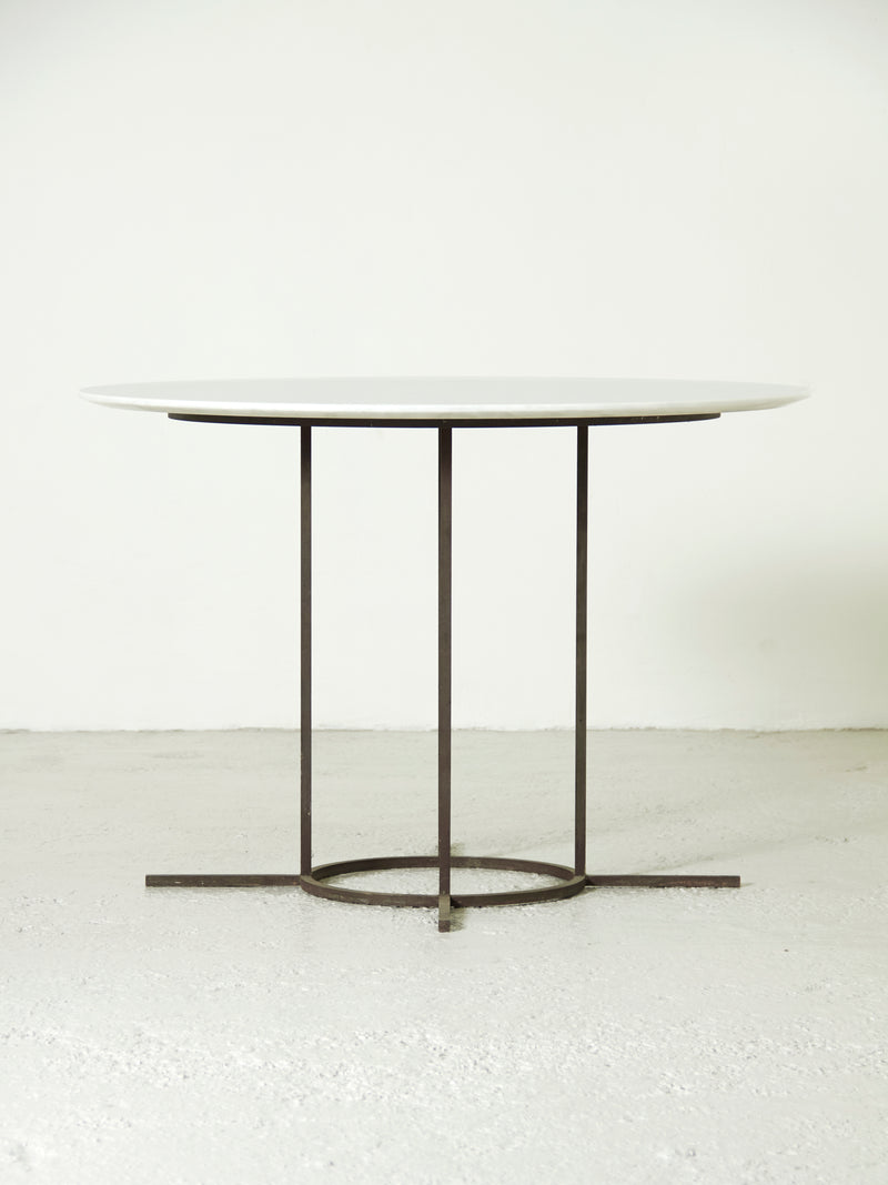 Round Marble and Iron Dining Table