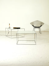 Pair of Chromed Glass Coffee Tables
