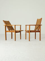 Pareja de sillones de madera y cuerda regulables