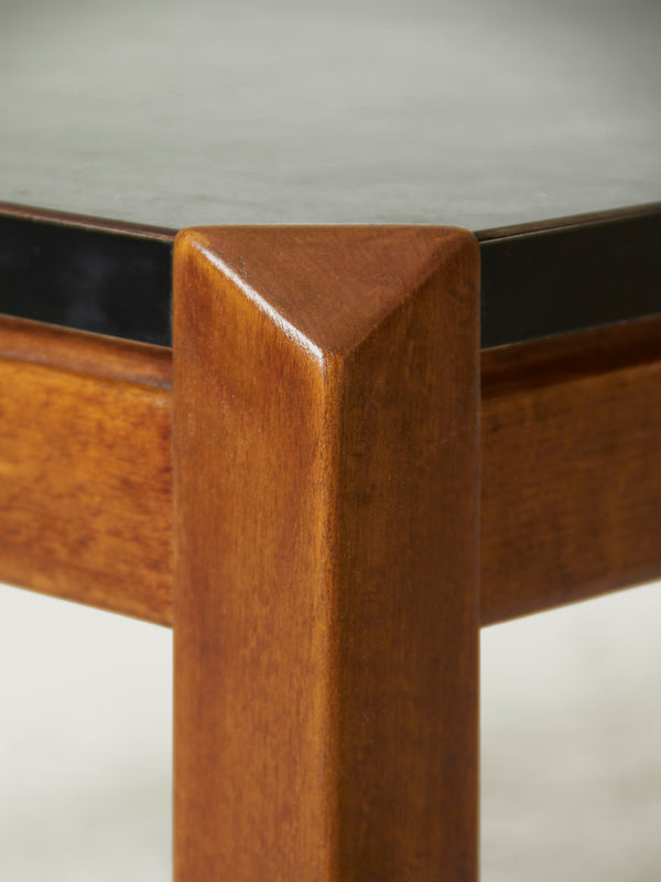 Wood and Black Formica Side Tables