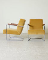 Pair of Upholstered Tubular Lounge Chairs