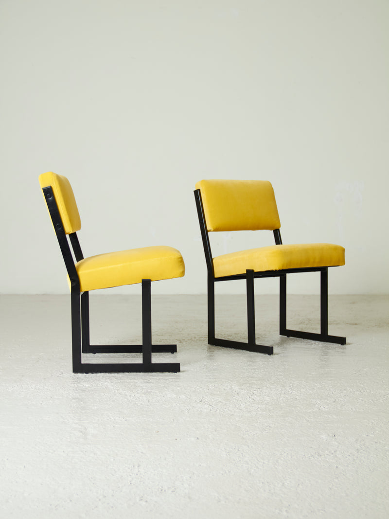 Pair of Upholstered Iron Armchairs