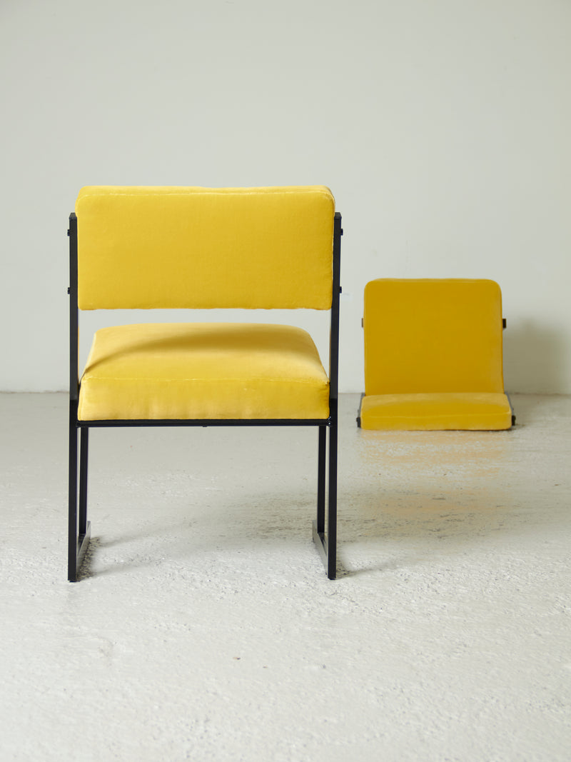 Pair of Upholstered Iron Armchairs