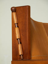 Pair of Wooden and Leather Armchairs