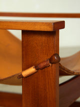 Pair of Wooden and Leather Armchairs