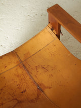 Pair of Wooden and Leather Armchairs
