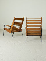Pareja de sillones de madera y hierro