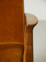 Pareja de sillones de nogal tapizados