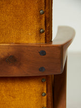 Pareja de sillones de nogal tapizados