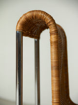 Cantilever chair made of chrome tube and wicker