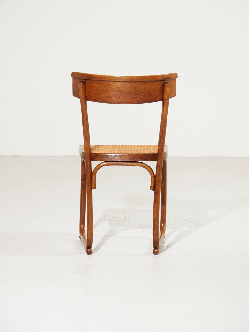 Curved Wooden Chair With Cane Seat
