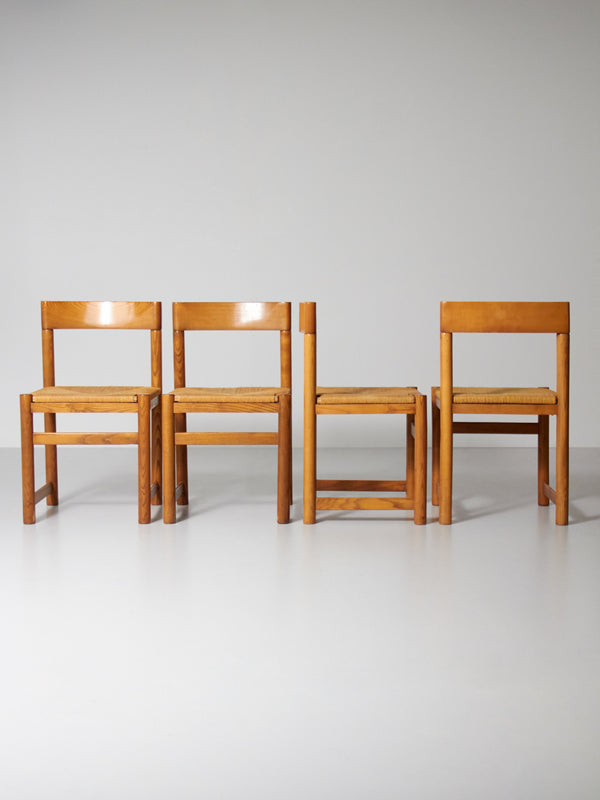 Set of Pine and Rope Chairs