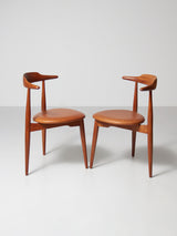 Set of Four Wood and Leather Chairs