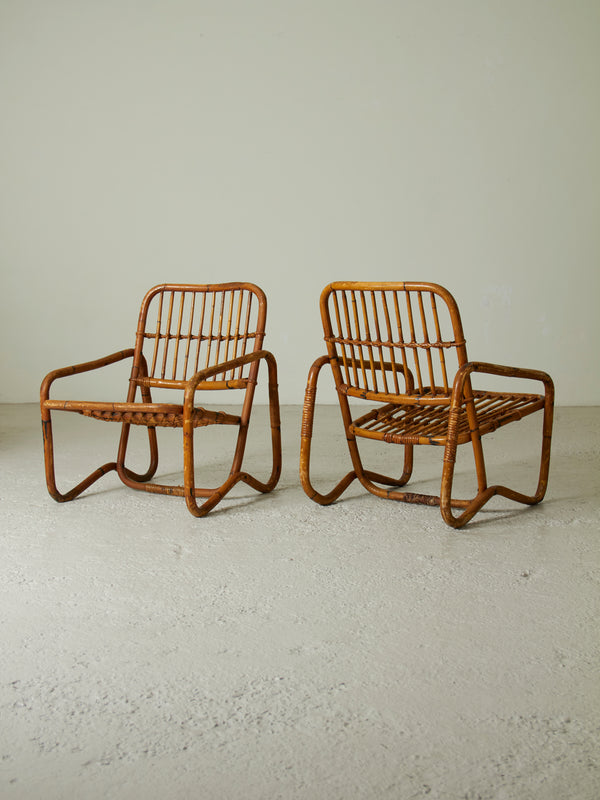 Pareja de sillones de caña