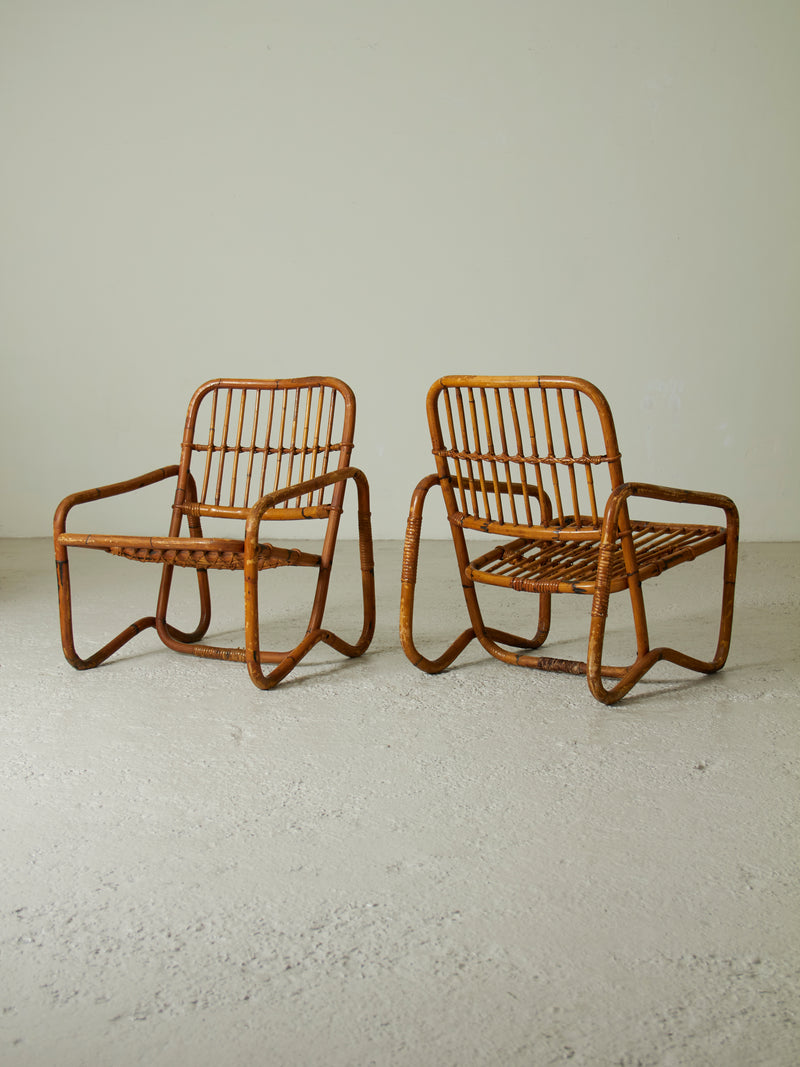 Pareja de sillones de caña