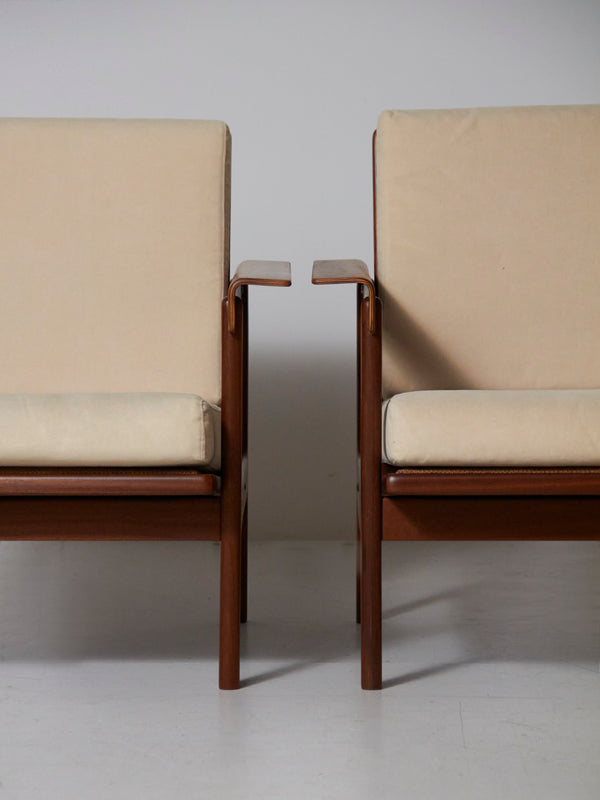 Pair of White Upholstered Lounge Chairs