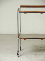 Wooden Auxiliary Cart with Chrome Legs
