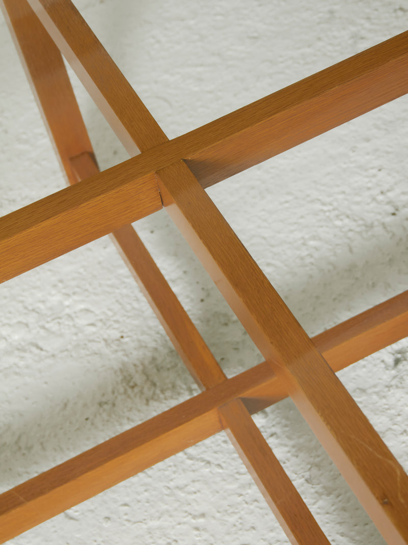 Taula de centre rodona de roure i vidre