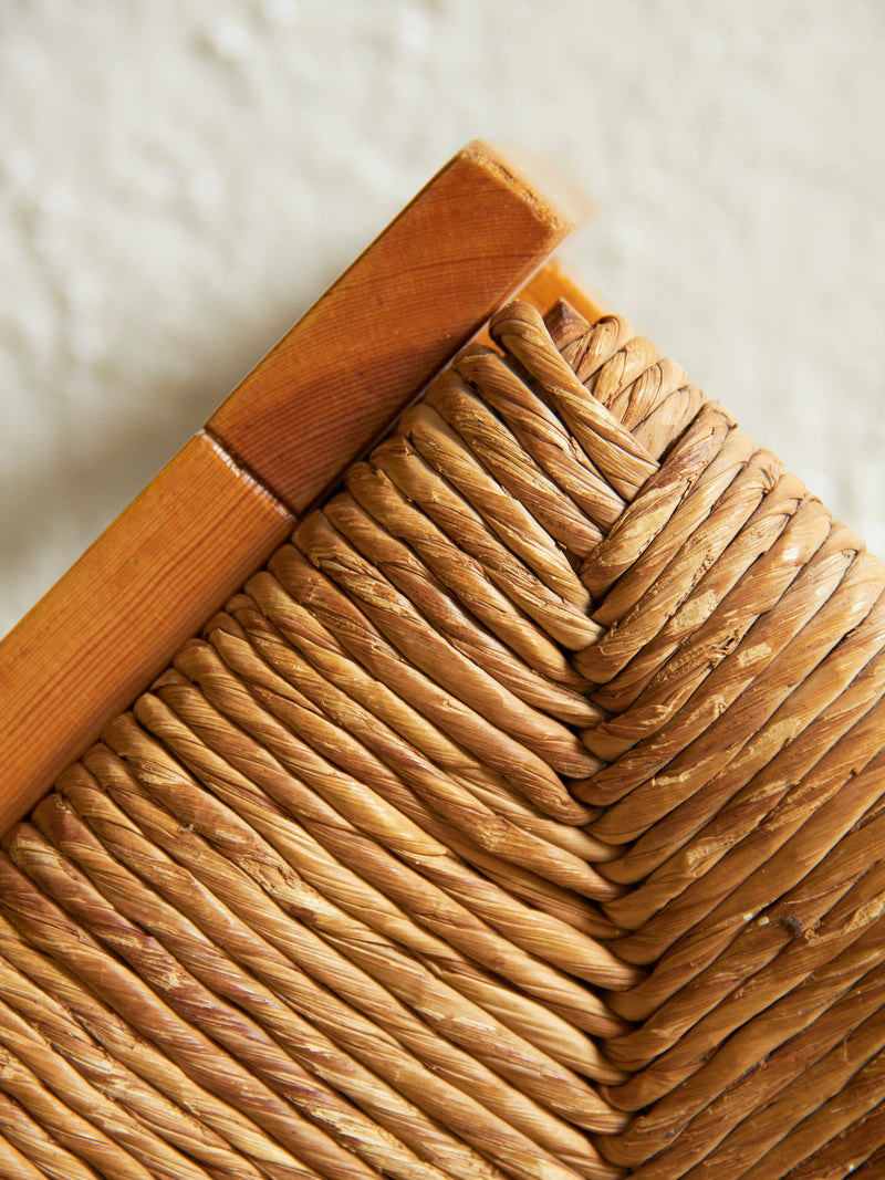 Set of Four Pine and Rush Dining Chairs