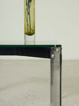 Square Side Table on Glass and Iron