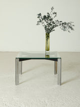 Square Side Table on Glass and Iron
