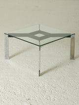 Square Side Table on Glass and Iron
