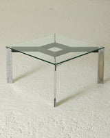 Square Side Table on Glass and Iron